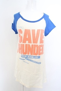 RNA / SAVE THUNDERTシャツ M キナリ×ブルー O-24-02-14-044-PU-TO-OW-OS-D