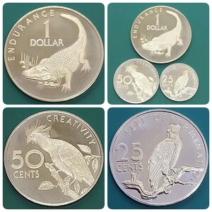 【60211】未使用品　ガイアナ共和国　1977年　1ドル　50セント　25セント　おまとめ3点　世界コイン　コイン　貨幣　コレクション品