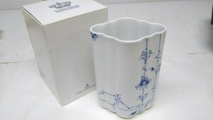 ※ ROYAL COPENHAGEN ロイヤル コペンハーゲン BLUE PALMETTE VASE フラワーベース 花器 陶器 678 未使用品