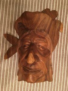 木彫り　インディアン　アボリジニ　一点もの　お面　店舗ディスプレイ　インパクトあります。