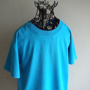 1990s ヴィンテージ USA/MEXICO製 Hanes 100%コットン 無地 Tシャツ S ターコイズブルー 水色 ヘインズ シンプル アメリカ 海外 古着