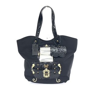 未使用品◆ANNA SUI アナスイ トートバッグ◆ ブラック ナイロン×合皮 レディース 肩掛け bag 鞄