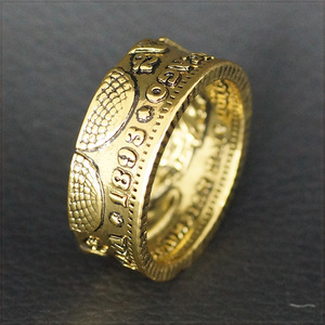 [RING] アメリカ 1893年 コロンビア博覧会 ハーフダラー ヴィンテージ ゴールド 50セントコイン デザイン 9mm リング 28号 【送料無料】