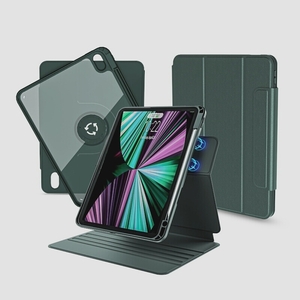 送料無料★nimin iPad 10世代ケース 10.9インチ 360度回転マグネットス吸着式 タブレットPCケース(グリーン)