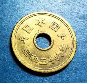 1415 　昭和36年　５円黄銅貨　 特年