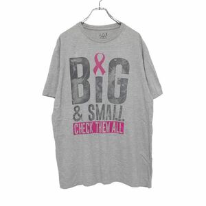 JE 半袖 プリント Tシャツ XL ライトグレー グレー ピンク 文字 古着卸 アメリカ仕入 a507-6893