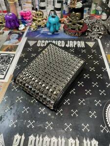 スタッズ　二つ折り財布 小銭入れ ハンドメイド　新品