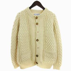 インバーアラン INVERALLAN for SHIPS 4A ARAN CARDIGAN HAND KNITTERS カーディガン アラン編み ニット コットン アイボリー ■SM1 メンズ