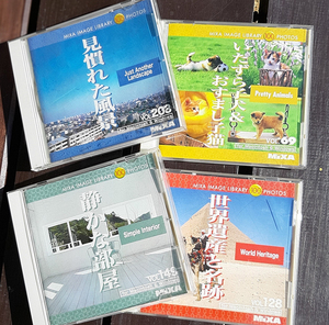  版権フリー。フォトcd-rom4枚。デザイナー必見！各100PHOTOS for Windows/Macintosh 中古。4点。匿名配・荷追。