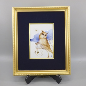 1円〜 Meissen マイセン フクロウ 金縁 プラーク 陶板画 326-2615768【O商品】