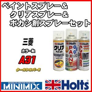 ペイントスプレー 三菱 A31 クールシルバーM Holts MINIMIX クリアスプレー ボカシ剤スプレーセット