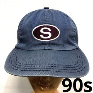 希少 入手困難 初期 フェード USA製 90s OLD STUSSY 紺 ベースボール キャップ スペシャル ビンテージ オールド ステューシー 帽子 古着