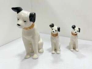 昭和レトロ ビクター犬 ニッパー 3匹Victor 当時物 陶器 置物 