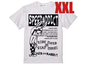 【CHECKER RABBIT T-SHIRT】XXL/国産旧車會トライアンフnortonbsabmwmv agstaアプリリアメコミデザインアメカジ古着ボンネビルレコード2xl