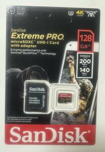 新品SanDisk Extreme Pro マイクロSDカード 128GB アダプター付きメモリーカード!