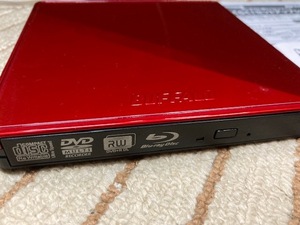 【USED】BUFFALO BDXL対応 USB2.0用ポータブルBlu-rayドライブ Wケーブル収納タイプレッド BRXL-PC6VU2-RDC