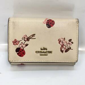 □COACH 三つ折り財布 花柄 コーチ レディース Lady Bug FLORAL PRINT 6413 てんとう虫 複数落札同梱OK B230825-307●