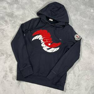 1円　極美品　MONCLER モンクレール　マグリア　パーカー　プルオーバー 黒　ビッグロゴ　スウェット Lサイズ ビッグタグ　7877