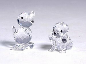 K04180【SWAROVSKI スワロフスキー】ビーグル 犬 イヌ / 雄ガモ 鴨 カモ クリスタルガラス フィギュリン オブジェ 置物