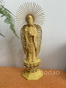 仏教工芸品　観音菩薩 観音像 精密彫刻　極上品　木彫仏教　仏師で仕上げ品　