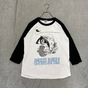 1円スタート!（11）RACCOS BURGER ラコスバーガー 七分袖ラグランTシャツ カットソー サイズS ドラゴンボール レディース トップス 最落無