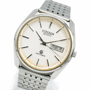 1円 稼働 CITIZEN シチズン CRYSTRON クリストロン 4-860306 TA Cal.8620A QZ クオーツ デイト シルバー文字盤 腕時計 メンズ 213020240312