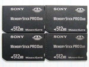 ★SONY メモリースティック PRO Duo ５１２ＭＢ ４枚 中古★送料６３円～