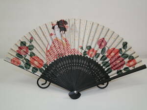 【扇子】新品　扇子　ビードロを吹く女　日本　着物　古典的　送料込