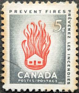 【外国切手】 カナダ 1956年10月09日 発行 火災予防週間 消印付き