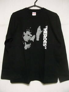 即決★新品★長袖★ロックＴシャツ★デヴィッド・ボウイ★DAVID BOWIE★HEROES★ブラック×グレー/ホワイト文字★S/M/L/XLサイズ