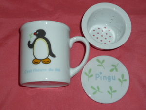 激レア！カワイイ♪ PINGU ピングー キャラクター 陶器製 茶こし＆フタ付 マグカップ①ピングー☆