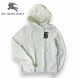 【美品】BURBERRY バーバリー TB ロゴ コットン スウェット パーカー ロンドン イングランド Mサイズ 175 92A ホワイト 現行品 希少品