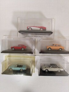 アシェット・1/43国産名車コレクション5点セット①フェアレディ1600②ルーチェロータリークーペ③S600クーペ④パブリカ700⑤スポーツS211