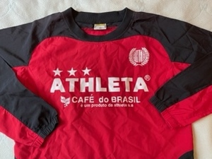 アスレタ★ピステシャツ★140★黒×赤★前後白ロゴ★背中ビッグマーク★長袖シャツ★ATHLETA★サッカー・フットサル