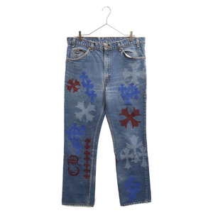 CHROME HEARTS クロムハーツ STENCIL DENIM ステンシル ペイントデザインクロスパッチ付きデニムパンツ 34