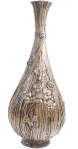 ずっしりとした重みと落ち着いた色味が重厚感のある逸品！ 昭和ビンテージ 銅製花瓶 花文 細密 1980年代 KEK512