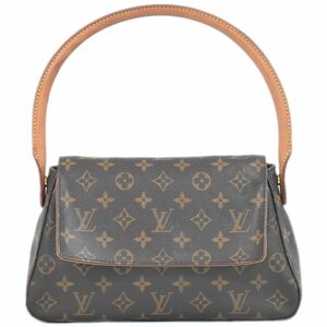 本物 ルイヴィトン LOUIS VUITTON LV ミニルーピング モノグラム ショルダーバッグ ハンドバッグ ブラウン M51147