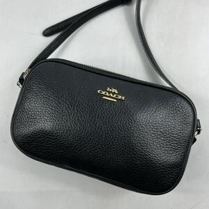 1円〜【極美品】 COACH コーチ ショルダーバッグ 斜め掛け◎ ブラック 黒 ポルシェット クロスボディバッグ ロゴ メンズ レディース 鞄