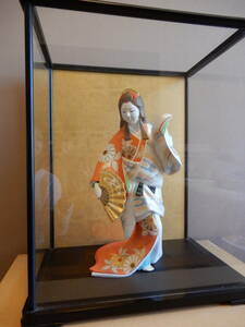 博多人形　「舞」ガラスケース入り　艶やかな舞姿　日本人形　美品　