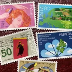 52540セール現品限り　外国切手未使用　スイス発行各種記念5種揃