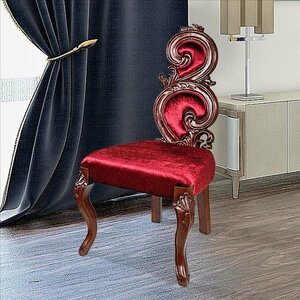 優雅な曲線のルネッサンス・アクセント・チェア彫刻椅子レプリカホームデコレーション家具オブジェホームリビング書斎輸入品