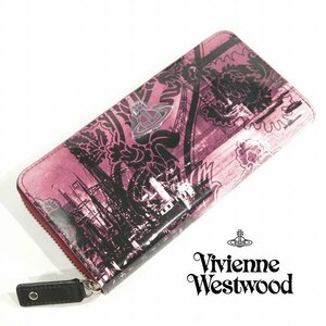 新品1円～★定価4.1万 Vivienne Westwood ヴィヴィアンウエストウッド 牛革レザー ラウンドファスナー長財布 ORB LONDON BRIDGE ◆3813◆