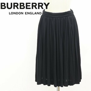 美品 国内正規品◆BURBERRY LONDON バーバリー ロンドン ギャザー ランダムプリーツ スカート 黒 ブラック 36