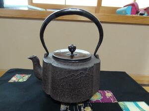 鉄瓶　銅蓋　取手銀象嵌　煎茶道具　茶道具