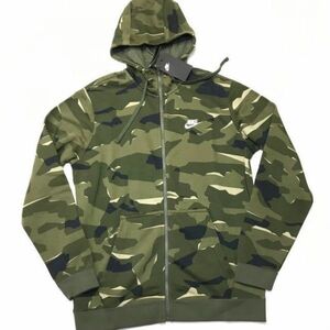 ナイキ NIKE メンズ スウェットフルジップパーカー フレンチテリー クラブ CAMO フルジップ フーディ AQ0597-325 新品 緑迷彩 Lサイズ