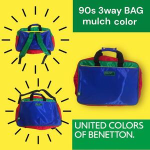 美品90sベネトンBENETTONマルチカラー3wayバック