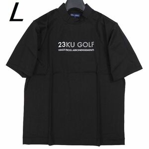 R360 新品 23区 GOLF ゴルフ 半袖 モックネック シャツ UVケア 定価16940円 サイズL ブラック