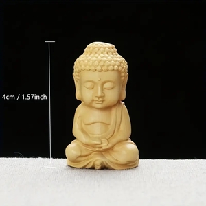 3328757-6 1pc 誕生仏 絶妙なツゲの木彫りの小さな仏像、木製弥勒工芸品アンティーク装飾、家の装飾
