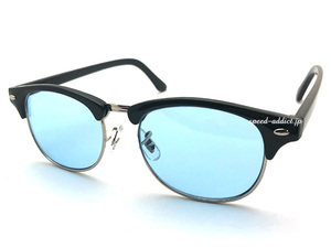 SIRMONT BROW SUNGLASS BLACK × LIGHT BLUE/サーモントブロウサングラス黒縁メガネライトブルークラシッククール軽量男女兼用紫外線対策