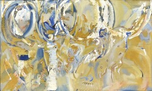 関口敦仁画額「幾何学的気配（黄）」油彩　エポキシ　キャンバス　サイン　27×45.5　F:36×54.5　1987年　Atsuhito Sekiguchi